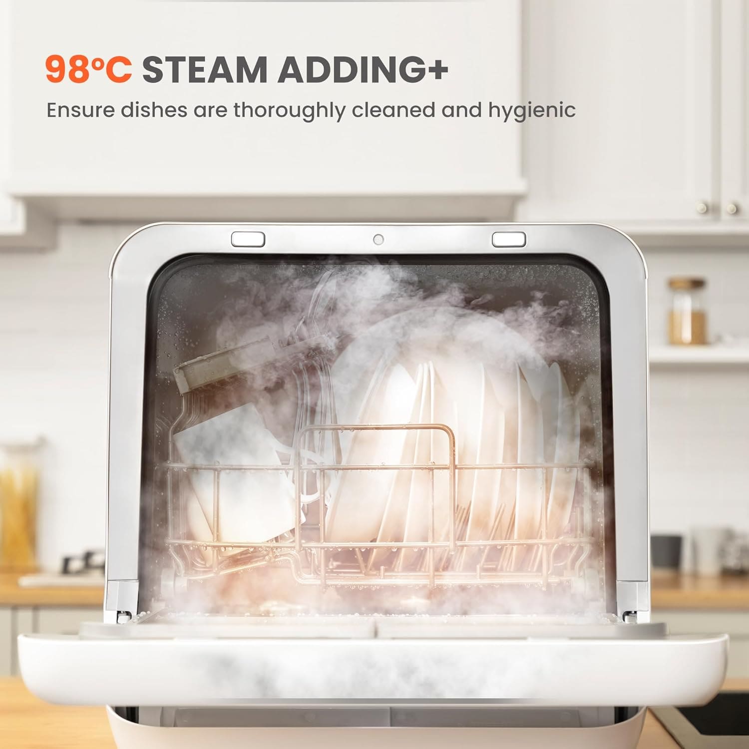 Portable Countertop Dishwashers, Compact Dishwashers with 5L Built-in Water Tank & Inlet Hose, 5 Washing Programs, Baby Care, Air-Dry Function and LED Light for Small Apartments