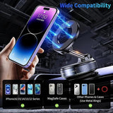 Universal Magnetic Car Phone Holder Strong Vacuum Suction Cup Mount for All Smartphones & Vehicles Foldable Design Works on Dashboard Gym & Bathroom Mirrors