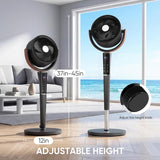 Bedroom Pedestal Fan, Quiet 20dB DC Air Circulator, 15 Speeds 5 Modes, 120° Oscillation, 12H Timer, 1050CFM Airflow, 37-45\" Adjustable Height, LED Light, Standing Fan with Remote