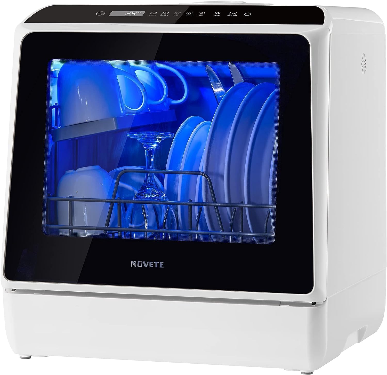 Portable Countertop Dishwashers, Compact Dishwashers with 5L Built-in Water Tank & Inlet Hose, 5 Washing Programs, Baby Care, Air-Dry Function and LED Light for Small Apartments