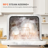 Portable Countertop Dishwashers, Compact Dishwashers with 5L Built-in Water Tank & Inlet Hose, 5 Washing Programs, Baby Care, Air-Dry Function and LED Light for Small Apartments
