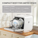 Portable Countertop Dishwashers, Compact Dishwashers with 5L Built-in Water Tank & Inlet Hose, 5 Washing Programs, Baby Care, Air-Dry Function and LED Light for Small Apartments