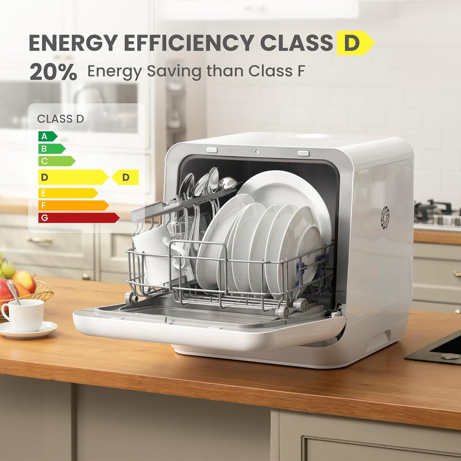 Portable Countertop Dishwashers, Compact Dishwashers with 5L Built-in Water Tank & Inlet Hose, 5 Washing Programs, Baby Care, Air-Dry Function and LED Light for Small Apartments