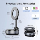 Universal Magnetic Car Phone Holder Strong Vacuum Suction Cup Mount for All Smartphones & Vehicles Foldable Design Works on Dashboard Gym & Bathroom Mirrors
