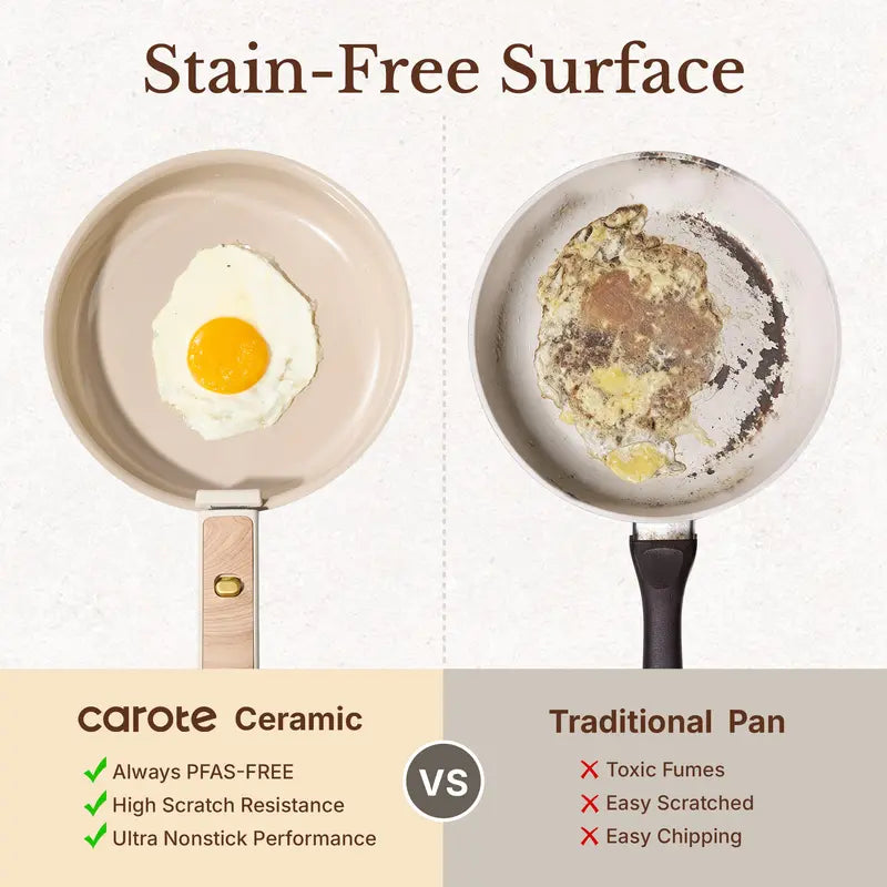 19Pcs Ceramic Cookware Set Nonstick with Detachable Handle