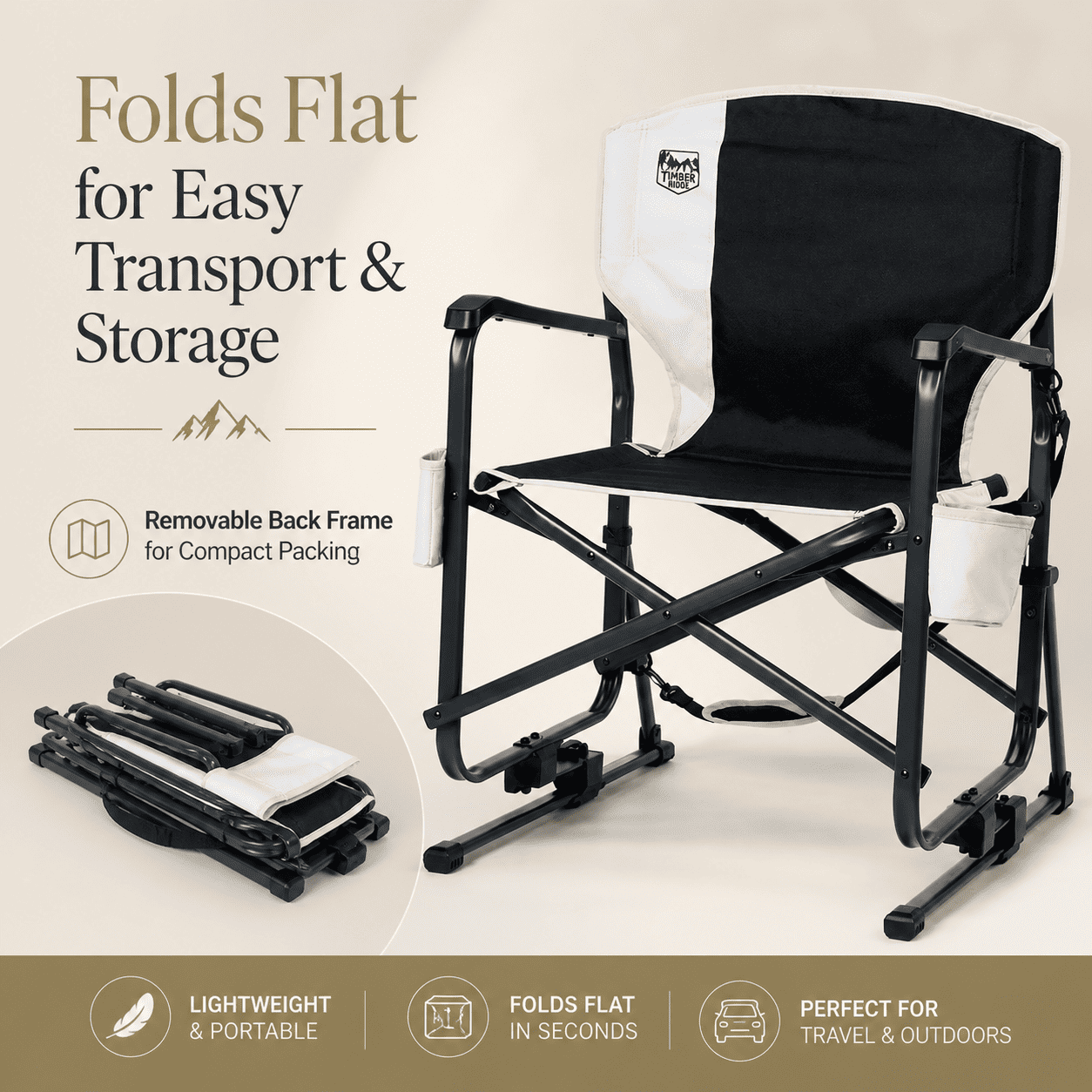 Camping Chair | Portable Folding Rocking Chair Perfect for Patios, Porches, and Camping Trips